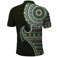 Fijian Masi Tribal Tattoos Art Pattern Polo Shirt Green Color Half Style - Polynesian Pride