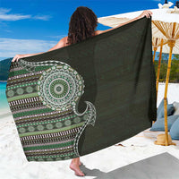 Fijian Masi Tribal Tattoos Art Pattern Sarong Green Color Half Style - Polynesian Pride