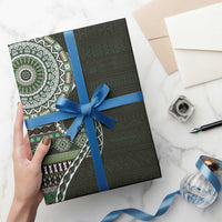 Fijian Masi Tribal Tattoos Art Pattern Wrapping Paper Green Color Half Style LT03 - Polynesian Pride