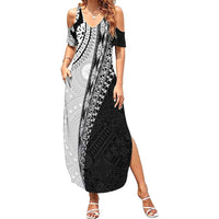 Fijian Masi Tattoos Family Matching Summer Maxi Dress and Hawaiian Shirt with Tapa Tribal Pattern - Polynesian Pride