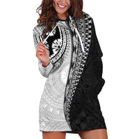 Fijian Masi Tattoos Hoodie Dress with Tapa Tribal Pattern - Polynesian Pride