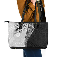 Fijian Masi Tattoos Leather Tote Bag with Tapa Tribal Pattern LT03 - Polynesian Pride