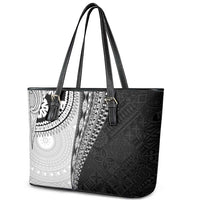 Fijian Masi Tattoos Leather Tote Bag with Tapa Tribal Pattern LT03 - Polynesian Pride