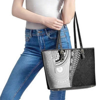 Fijian Masi Tattoos Leather Tote Bag with Tapa Tribal Pattern LT03 - Polynesian Pride