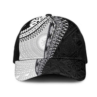 Fijian Masi Tattoos Mesh Trucker Cap with Tapa Tribal Pattern LT03 One Size Black White - Polynesian Pride