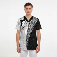 Fijian Masi Tattoos Scrub Top with Tapa Tribal Pattern - Polynesian Pride