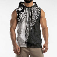 Fijian Masi Tattoos Sleeveless Zip Hoodie with Tapa Tribal Pattern LT03 - Polynesian Pride
