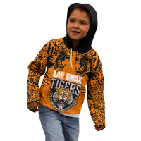 PNG Lae Snax Tigers Rugby Kid Hoodie The Tigers Head and PNG Bird Polynesian Tattoo LT03 - Polynesian Pride
