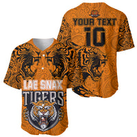 Custom PNG Lae Snax Tigers Rugby Baseball Jersey The Tigers Head and PNG Bird Polynesian Tattoo LT03 - Polynesian Pride
