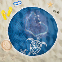 Cook Islands Manihiki Atoll Beach Blanket Maori Turtle and Polynesian Pattern LT03 One Size 150cm Blue - Polynesian Pride