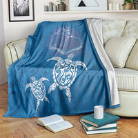 Cook Islands Manihiki Atoll Blanket Maori Turtle and Polynesian Pattern LT03 Blue - Polynesian Pride