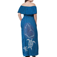 Cook Islands Manihiki Atoll Off Shoulder Maxi Dress Maori Turtle and Polynesian Pattern LT03 - Polynesian Pride