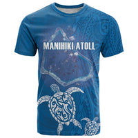 Cook Islands Manihiki Atoll T Shirt Maori Turtle and Polynesian Pattern LT03 Blue - Polynesian Pride