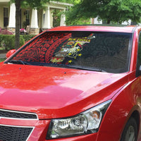 Papua New Guinea Christmas Auto Sun Shade Funny Melanesian Santa with Bird-of-paradise Tribal Style - Polynesian Pride