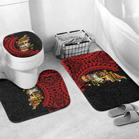 Papua New Guinea Christmas Bathroom Set Funny Melanesian Santa with Bird-of-paradise Tribal Style - Polynesian Pride