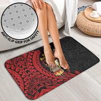 Papua New Guinea Christmas Bathroom Set Funny Melanesian Santa with Bird-of-paradise Tribal Style - Polynesian Pride