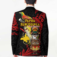 Papua New Guinea Christmas Blazer Funny Melanesian Santa with Bird-of-paradise Tribal Style - Polynesian Pride