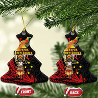 Papua New Guinea Christmas Ceramic Ornament Funny Melanesian Santa with Bird-of-paradise Tribal Style - Polynesian Pride