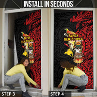 Papua New Guinea Christmas Door Cover Funny Melanesian Santa with Bird-of-paradise Tribal Style - Polynesian Pride