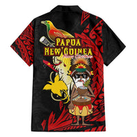 Papua New Guinea Christmas Family Matching Off Shoulder Maxi Dress and Hawaiian Shirt Funny Melanesian Santa with Bird-of-paradise Tribal Style - Polynesian Pride