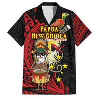 Papua New Guinea Christmas Family Matching Off Shoulder Short Dress and Hawaiian Shirt Funny Melanesian Santa with Bird-of-paradise Tribal Style - Polynesian Pride