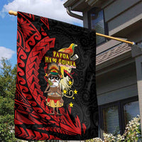Papua New Guinea Christmas Garden Flag Funny Melanesian Santa with Bird-of-paradise Tribal Style - Polynesian Pride