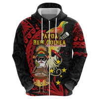 Papua New Guinea Christmas Hoodie Funny Melanesian Santa with Bird-of-paradise Tribal Style - Polynesian Pride