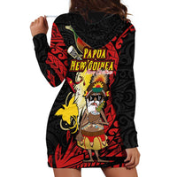 Papua New Guinea Christmas Hoodie Dress Funny Melanesian Santa with Bird-of-paradise Tribal Style - Polynesian Pride