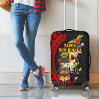 Papua New Guinea Christmas Luggage Cover Funny Melanesian Santa with Bird-of-paradise Tribal Style - Polynesian Pride