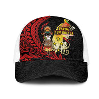 Papua New Guinea Christmas Mesh Trucker Cap Funny Melanesian Santa with Bird-of-paradise Tribal Style - Polynesian Pride