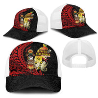 Papua New Guinea Christmas Mesh Trucker Cap Funny Melanesian Santa with Bird-of-paradise Tribal Style - Polynesian Pride