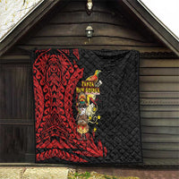 Papua New Guinea Christmas Quilt Funny Melanesian Santa with Bird-of-paradise Tribal Style - Polynesian Pride