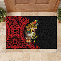 Papua New Guinea Christmas Rubber Doormat Funny Melanesian Santa with Bird-of-paradise Tribal Style - Polynesian Pride