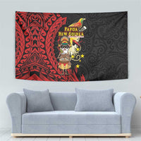 Papua New Guinea Christmas Tapestry Funny Melanesian Santa with Bird-of-paradise Tribal Style - Polynesian Pride