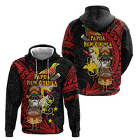 Papua New Guinea Christmas Zip Hoodie Funny Melanesian Santa with Bird-of-paradise Tribal Style - Polynesian Pride