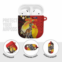 Australia and Papua New Guinea Together AirPods Case Bird-of-paradise and Kangaroo with Oro Tapa and Aboriginal Art Motifs - Polynesian Pride