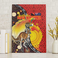 Australia and Papua New Guinea Together Canvas Wall Art Bird-of-paradise and Kangaroo with Oro Tapa and Aboriginal Art Motifs - Polynesian Pride