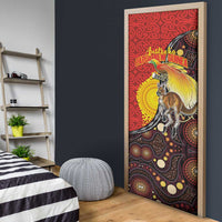 Australia and Papua New Guinea Together Door Cover Bird-of-paradise and Kangaroo with Oro Tapa and Aboriginal Art Motifs - Polynesian Pride