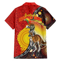 Australia and Papua New Guinea Together Family Matching Tank Maxi Dress and Hawaiian Shirt Bird-of-paradise and Kangaroo with Oro Tapa and Aboriginal Art Motifs - Polynesian Pride