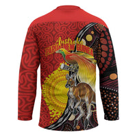 Australia and Papua New Guinea Together Hockey Jersey Bird-of-paradise and Kangaroo with Oro Tapa and Aboriginal Art Motifs - Polynesian Pride