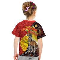 Australia and Papua New Guinea Together Kid T Shirt Bird-of-paradise and Kangaroo with Oro Tapa and Aboriginal Art Motifs - Polynesian Pride