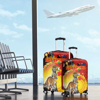 Australia and Papua New Guinea Together Luggage Cover Bird-of-paradise and Kangaroo with Oro Tapa and Aboriginal Art Motifs - Polynesian Pride
