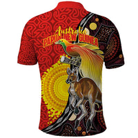 Australia and Papua New Guinea Together Polo Shirt Bird-of-paradise and Kangaroo with Oro Tapa and Aboriginal Art Motifs - Polynesian Pride