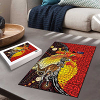 Australia and Papua New Guinea Together Puzzle Bird-of-paradise and Kangaroo with Oro Tapa and Aboriginal Art Motifs - Polynesian Pride