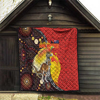 Australia and Papua New Guinea Together Quilt Bird-of-paradise and Kangaroo with Oro Tapa and Aboriginal Art Motifs - Polynesian Pride