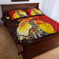 Australia and Papua New Guinea Together Quilt Bed Set Bird-of-paradise and Kangaroo with Oro Tapa and Aboriginal Art Motifs - Polynesian Pride