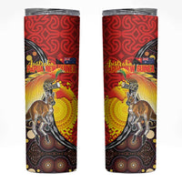 Australia and Papua New Guinea Together Skinny Tumbler Bird-of-paradise and Kangaroo with Oro Tapa and Aboriginal Art Motifs - Polynesian Pride