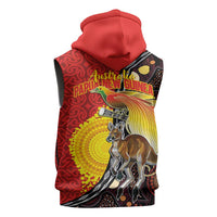Australia and Papua New Guinea Together Sleeveless Zip Hoodie Bird-of-paradise and Kangaroo with Oro Tapa and Aboriginal Art Motifs LT03