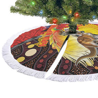 Australia and Papua New Guinea Together Tree Skirt Bird-of-paradise and Kangaroo with Oro Tapa and Aboriginal Art Motifs - Polynesian Pride
