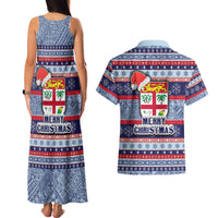 fiji-christmas-couples-matching-tank-maxi-dress-and-hawaiian-shirt-fijian-santa-and-coat-of-arms-mix-tapa-pattern-striped-style